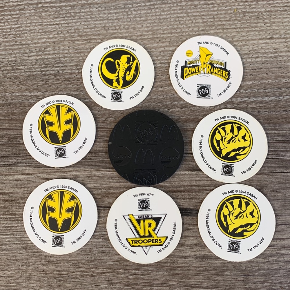 Power Rangers Pogs 1 Slammer 7 Caps McDonald 1994 WPF Mighty Morphin MMPR Saban - Picture 4 of 9
